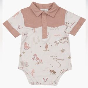Angel Dear Western Horses Pink Polo Bodysuit in size 18-24 month